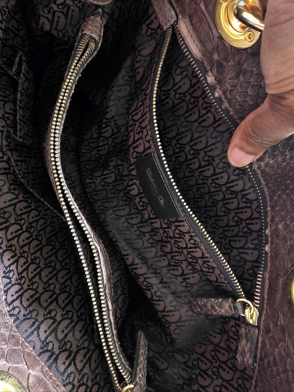 VTG Authentic Christian Dior Paris Exotic Leather Python Handbag Certified 12x15 - Picture 15 of 16
